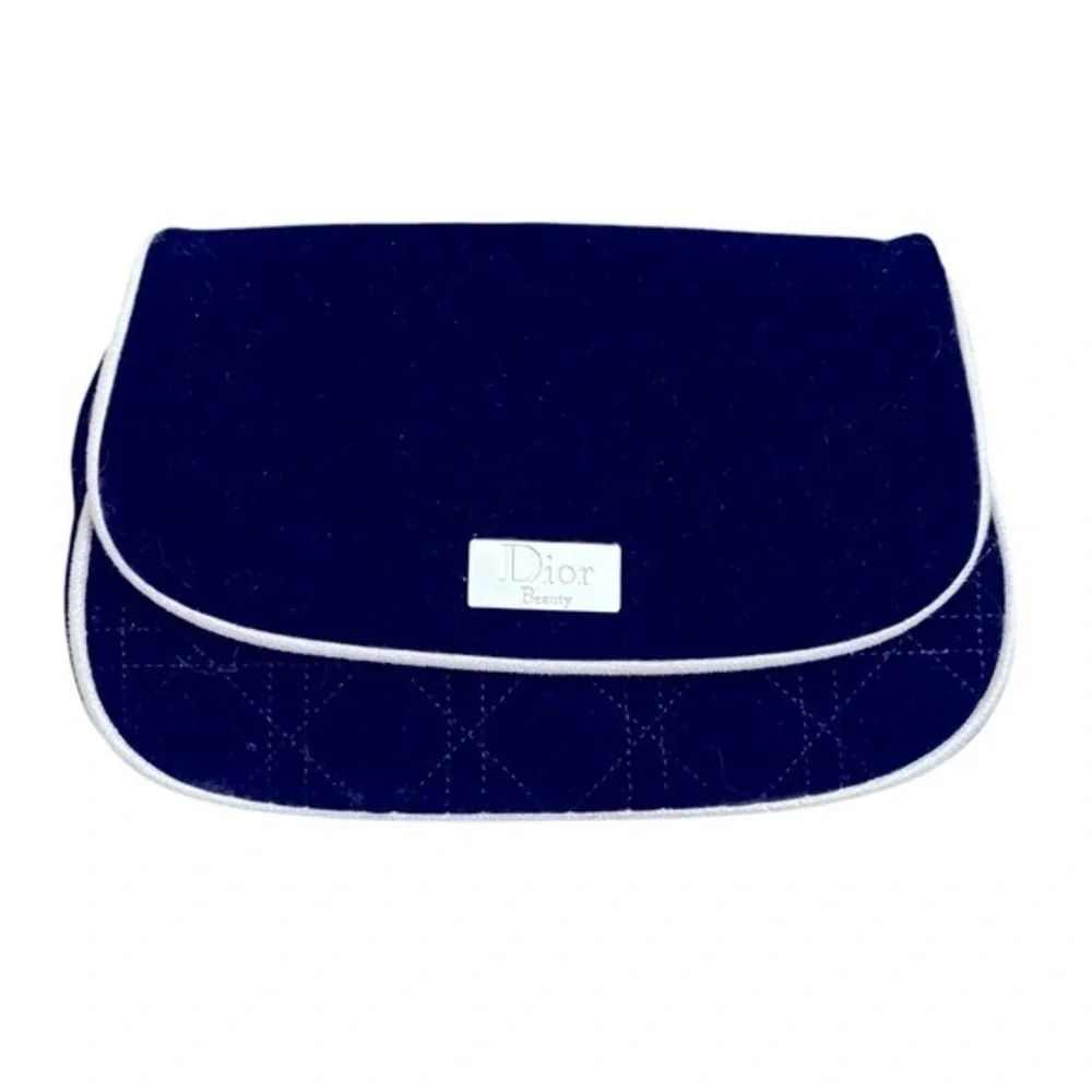 Dior Cannage blue velvet Parfums cosmetic bag - Picture 1 of 6